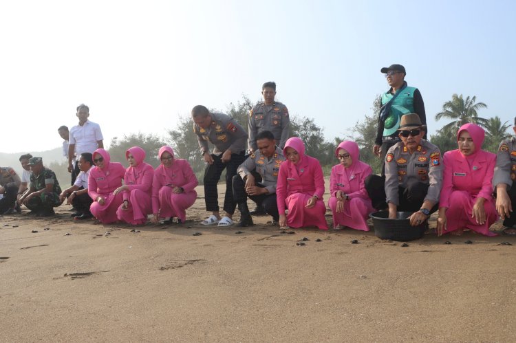 Ecology Policing Polres Trenggalek Tanam Mangrove dan Lepas Liarkan Ratusan Tukik