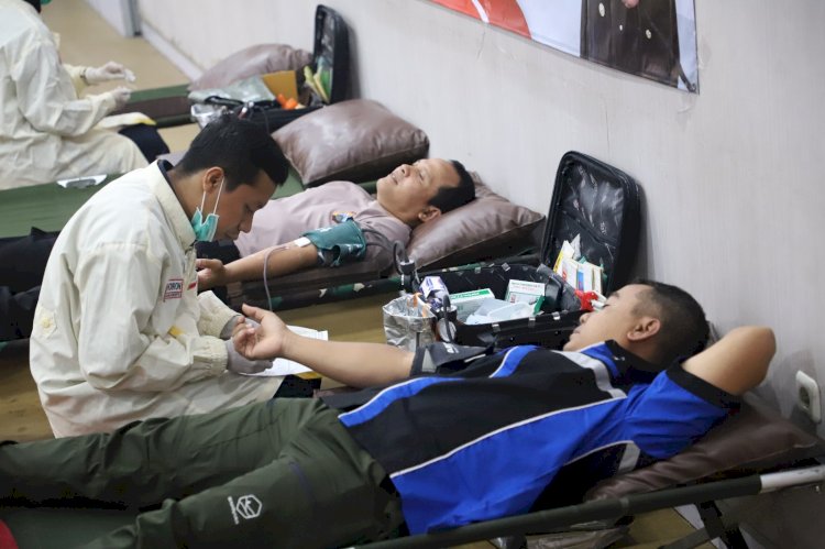 Polres Mojokerto Gelar Aksi Donor Darah Peringati HUT Humas Polri ke-72