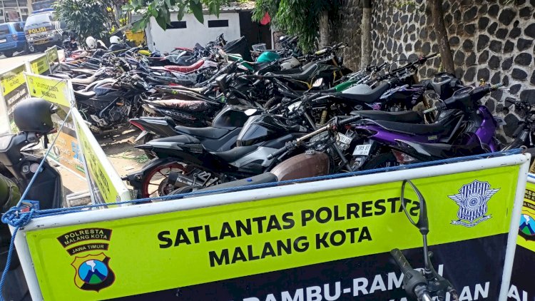 Tingkatkan Keselamatan Lalulintas, Polresta Malang Kota Berhasil Amankan 99 Motor Tak Sesuai Spektek